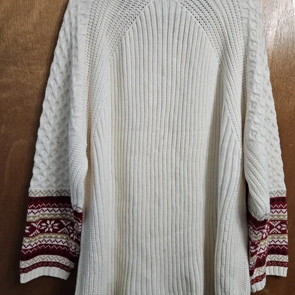 Coldwater Creek Christmas Sweater Ivory With Red Accents Size 3 XL - Picture 4 of 9